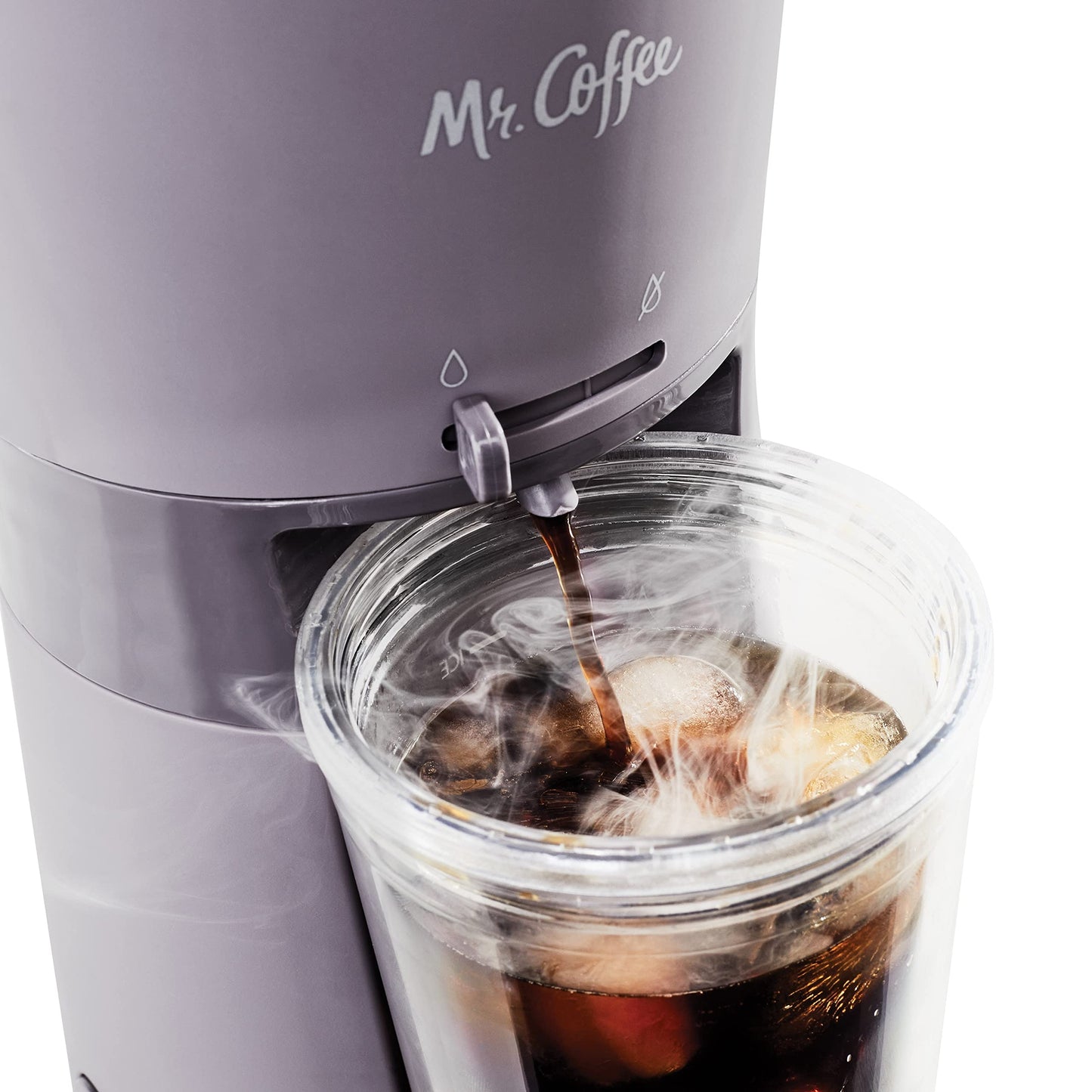 Mr. Coffee アイスコーヒーメーカー シングルサーブマシン 222オンスのタンブラーと再利用可能なコーヒーフィルター付き ラベンダー